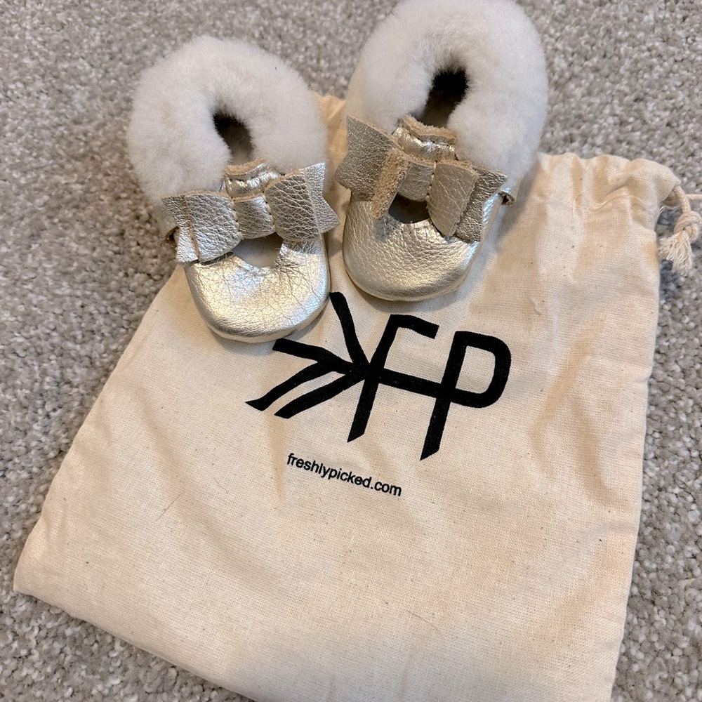 Freshly Picked gold baby moccasins